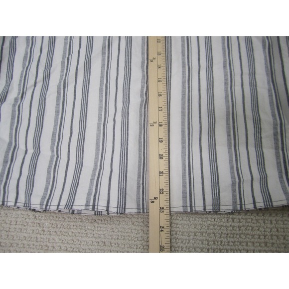 Banana Republic Shirt Mens Medium Gray White Striped Linen Slim Fit Button Down - Picture 11 of 12